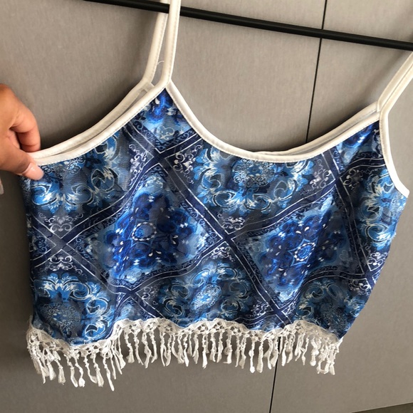 Super cute blue spaghetti strap fringe - Picture 2 of 3